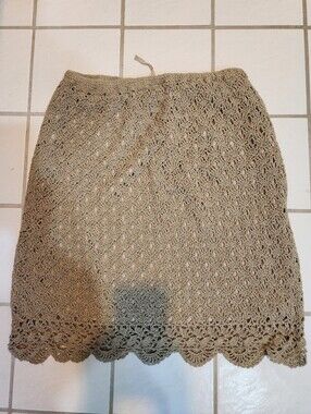Crochet A-Line Skirt - Cream